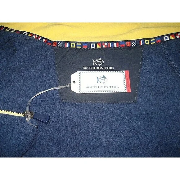 Southern Tide Men's Navigational Fleece Vest Navy Blue Yellow Size Small NWT - Picture 4 of 4